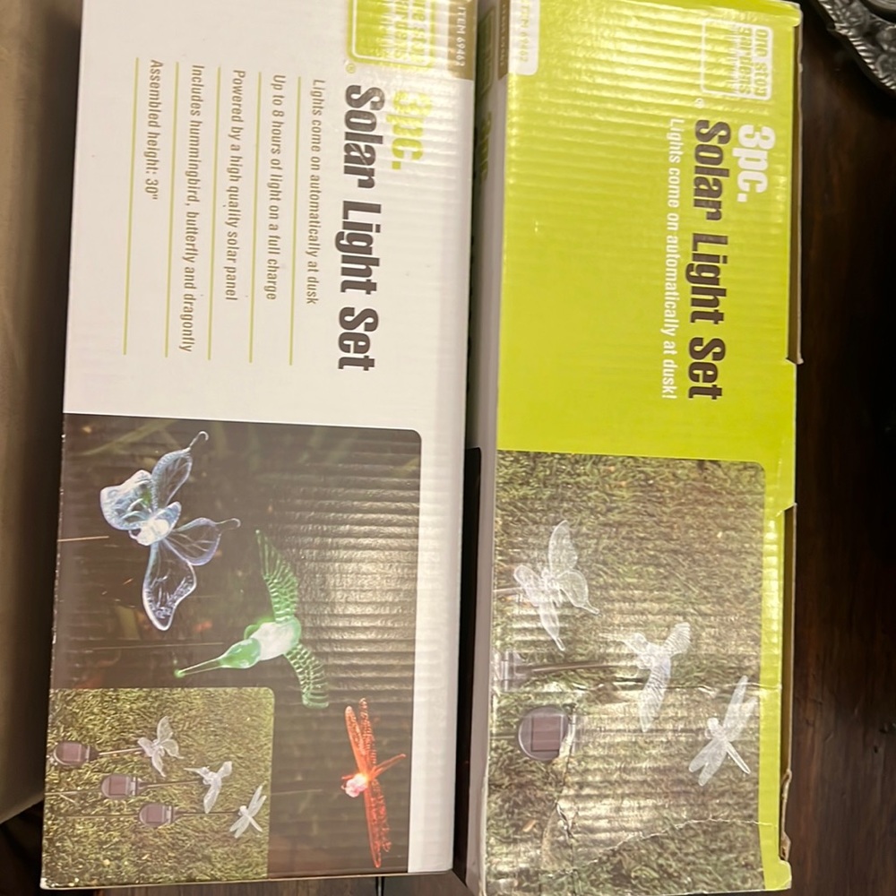 Solar light set. Set of 3. Two boxes. Great value.